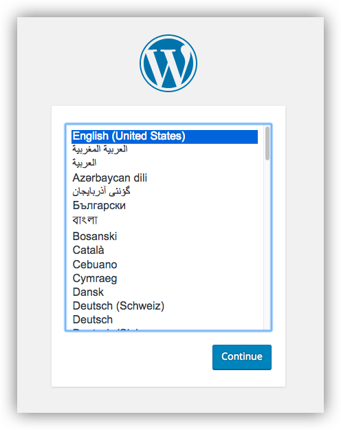 选择用于WordPress安装的语言